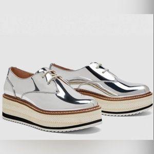 Zara Metallic Platform Derby Shoes